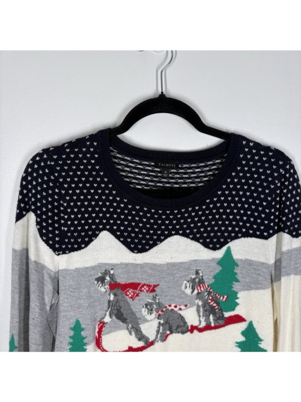 Talbots Women M Crew Neck Pullover Super Soft Sledding Dogs Winter Sweater - Picture 6 of 10
